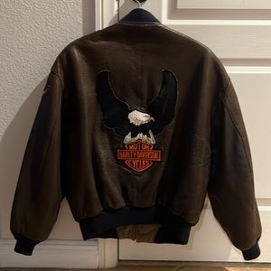 Leather Reversible Harley Davidson Jacket Med Excellent Cond + Free HD Wallet